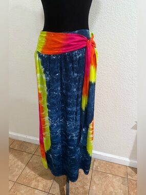 EARTHBOUND Tie Dye Open Slits Maxi Skirt Small
